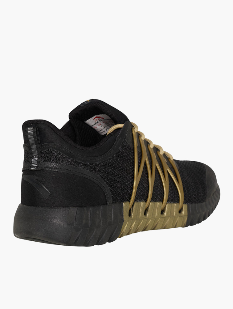 MyRunway | Shop Anta Black & Gold Lightweight Lace Up Cross